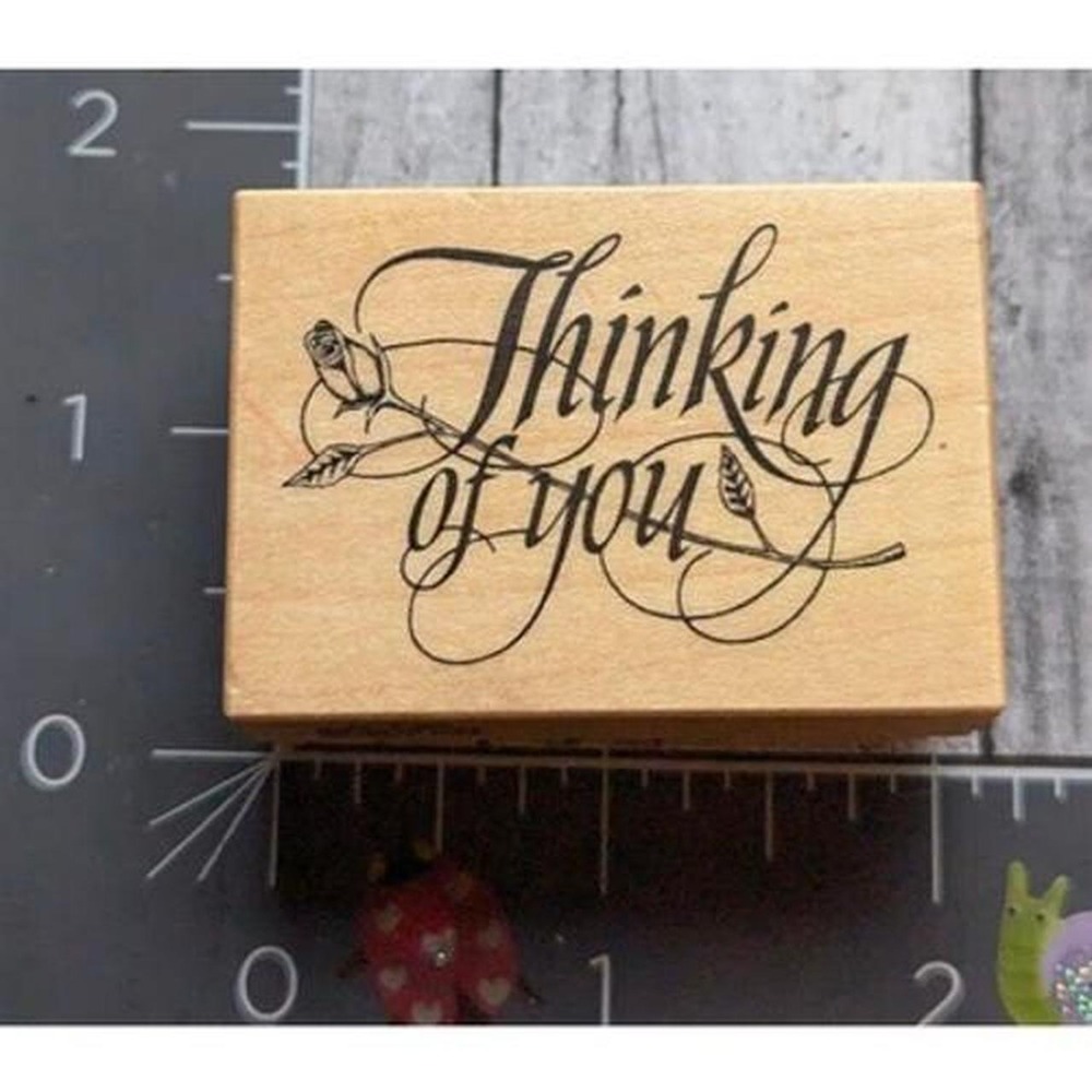 PSX Designs Thinking Of You Script C745 1991 Rubber Stamp Wood #G9